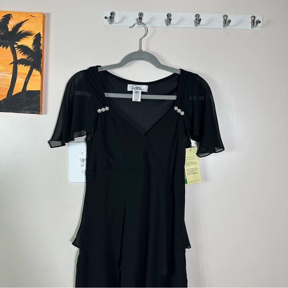 Patra Black Midi Dress with Rhinestone Details